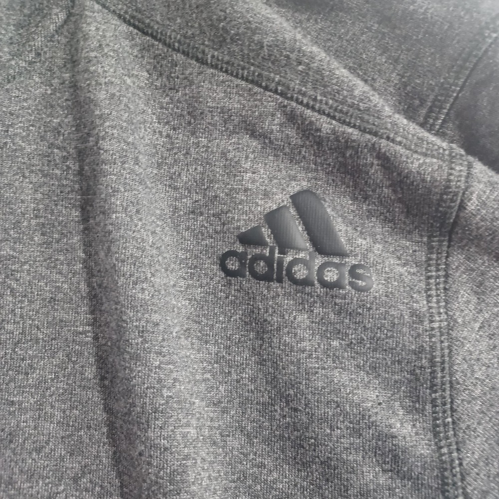 Adidas Hoodie Womens XL Gray Fleece Pullover Sweatshirt Kangaroo Pocket Logo - Picture 2 of 6